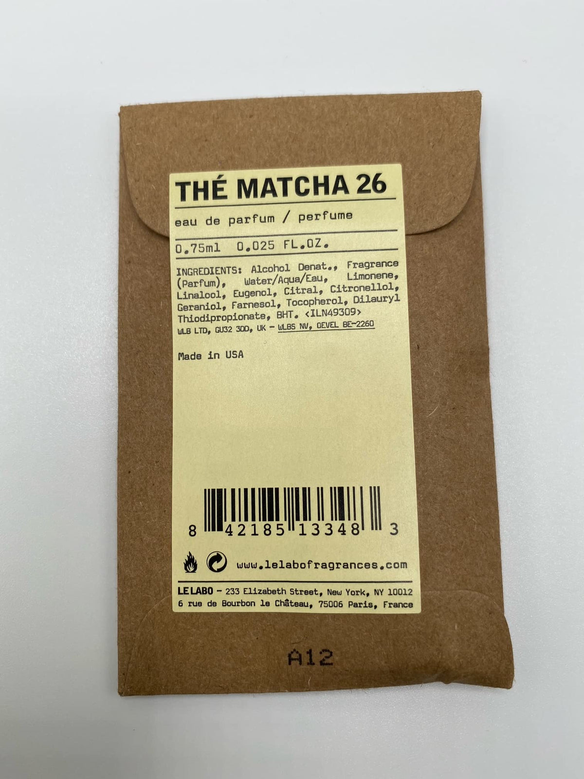 Le Labo The Matcha 26 vial close-up for intimate, personal scent moments.