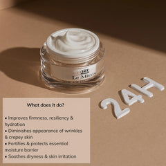 Le Mieux neck area application demonstrates smoothing and moisture for crepey skin.
