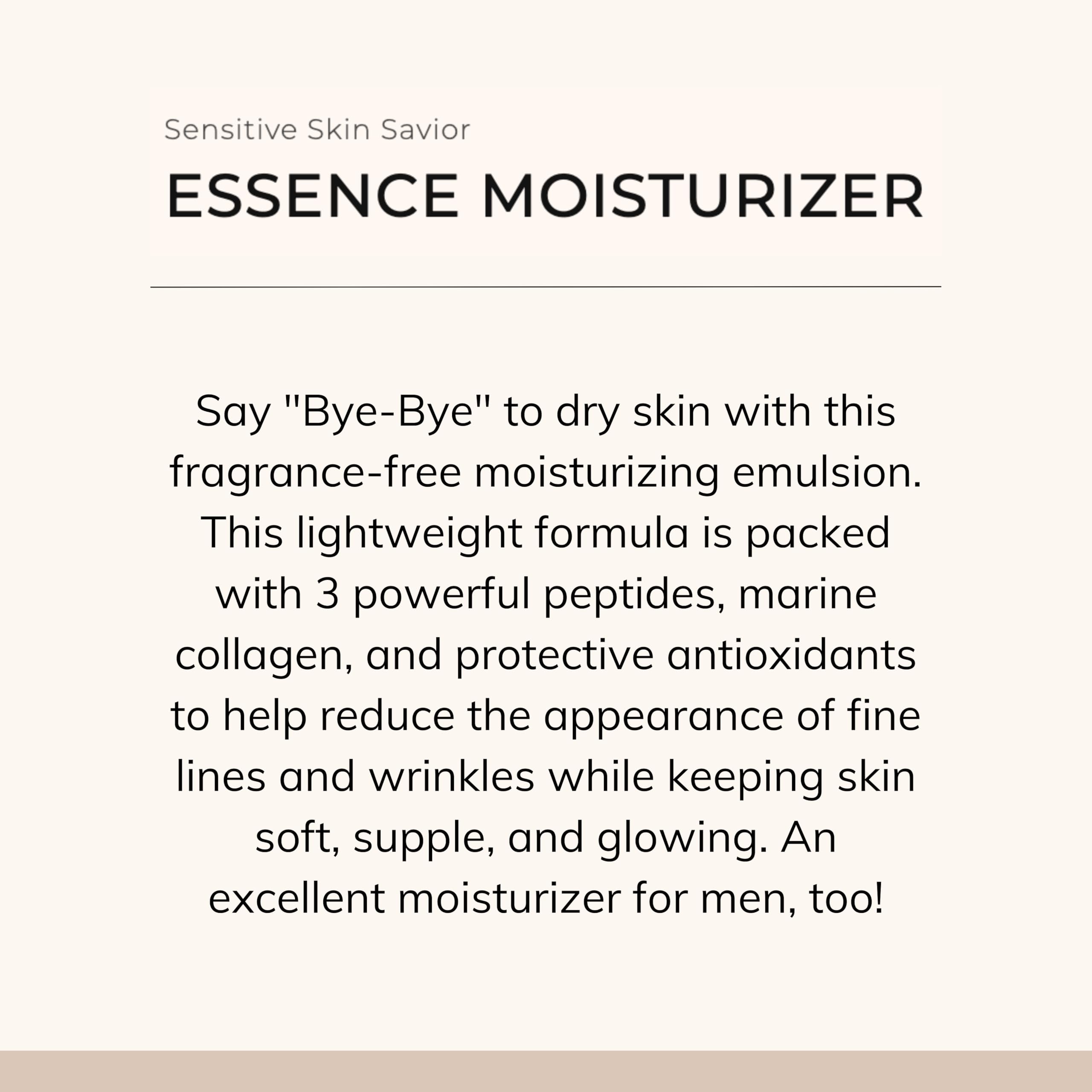 Le Mieux Essence Moisturizer peptide ingredients emphasize potential firming and smoothing.
