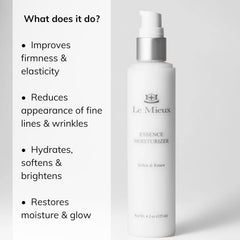 Le Mieux Essence Moisturizer texture swirl highlights creamy peptide-rich formula.