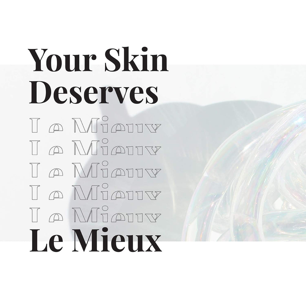 Le Mieux packaging with compact bottle, travel-friendly exfoliation routine