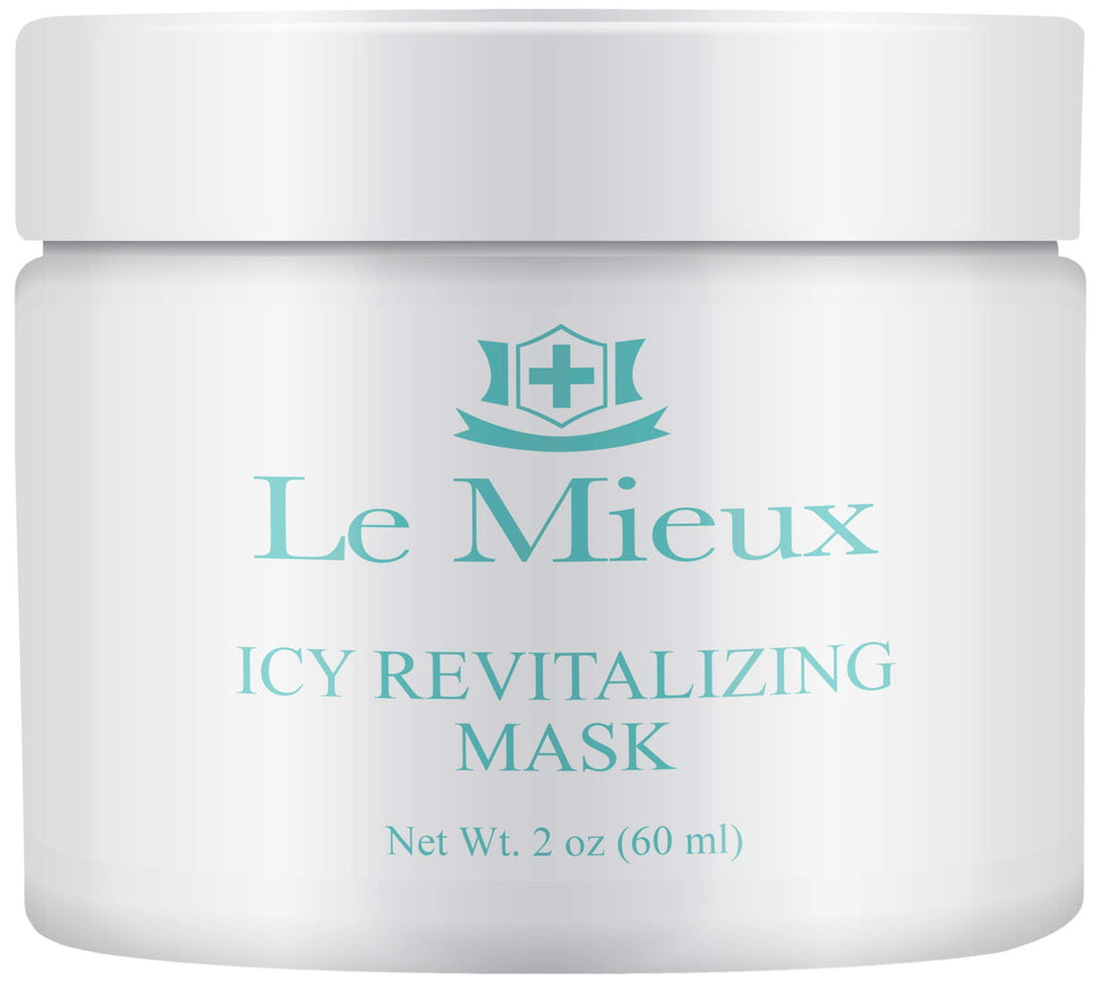 Le Mieux Icy Revitalizing Mask jar close-up showing creamy clay texture