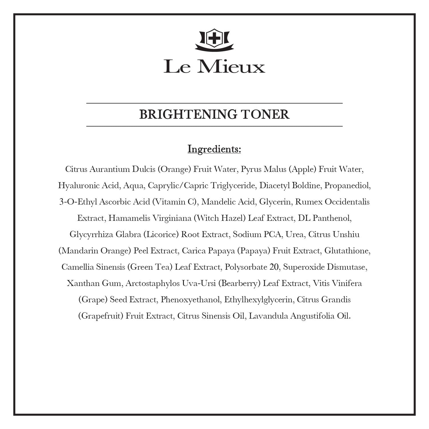 Le Mieux Illuminating Toner ingredients blend for brightening