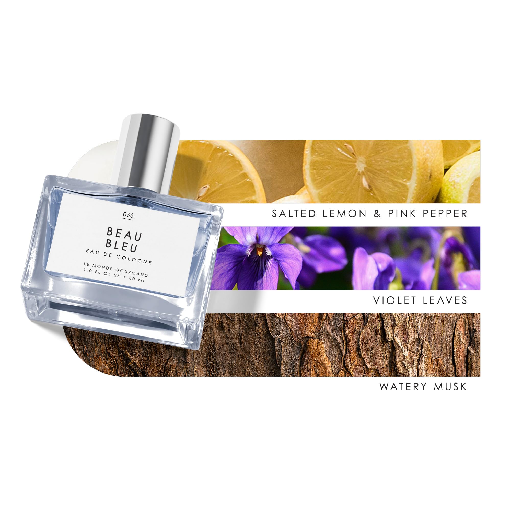 Beau Bleu accents wooden cap and lemon notes for everyday wear
