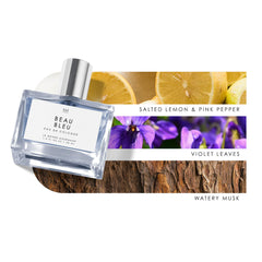 Beau Bleu accents wooden cap and lemon notes for everyday wear
