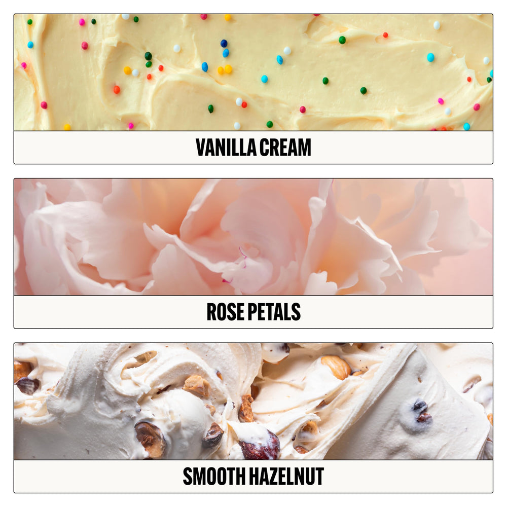 Le Monde Gourmand Confetti Dorés vanilla cream detail—gourmet sweetness for daily joy