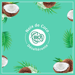 Le Petit Marseillais Coconut Body Milk packaging showcases reusable pump bottle for easy application.