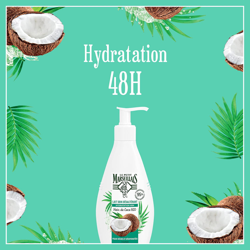 Le Petit Marseillais Coconut Body Milk scent preview evokes fresh, soothing coconut aroma.