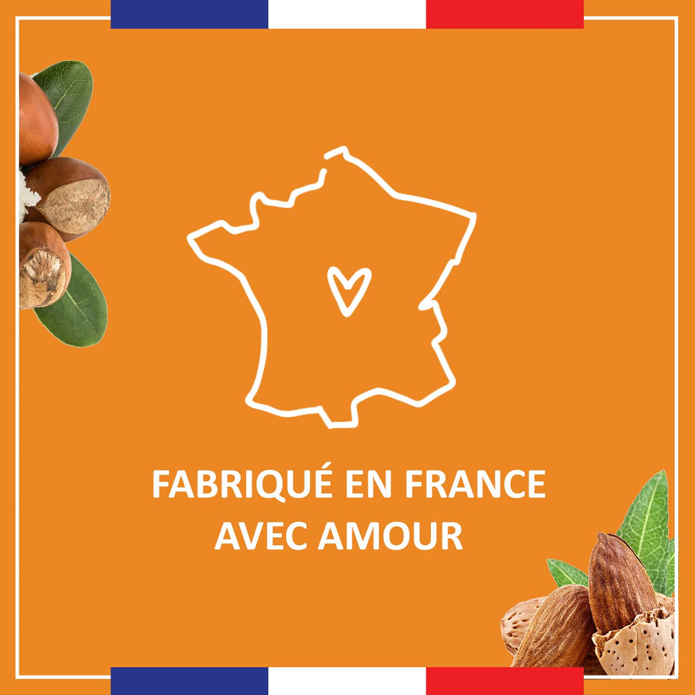 Le Petit Marseillais Nutrition Balm argan oil bottle with creamy texture.
