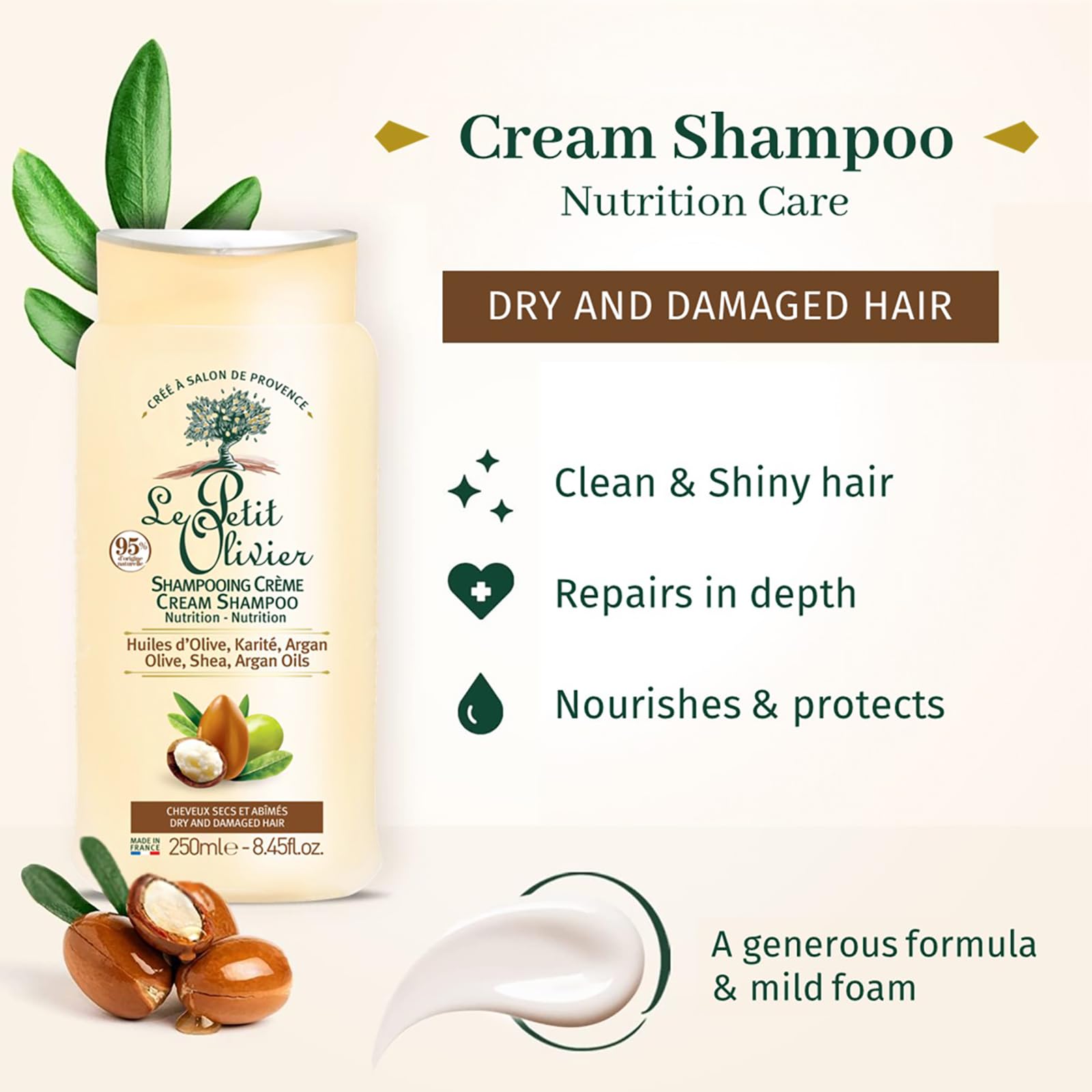 Cream Shampoo jar of shea butter softening hair and nourishing
