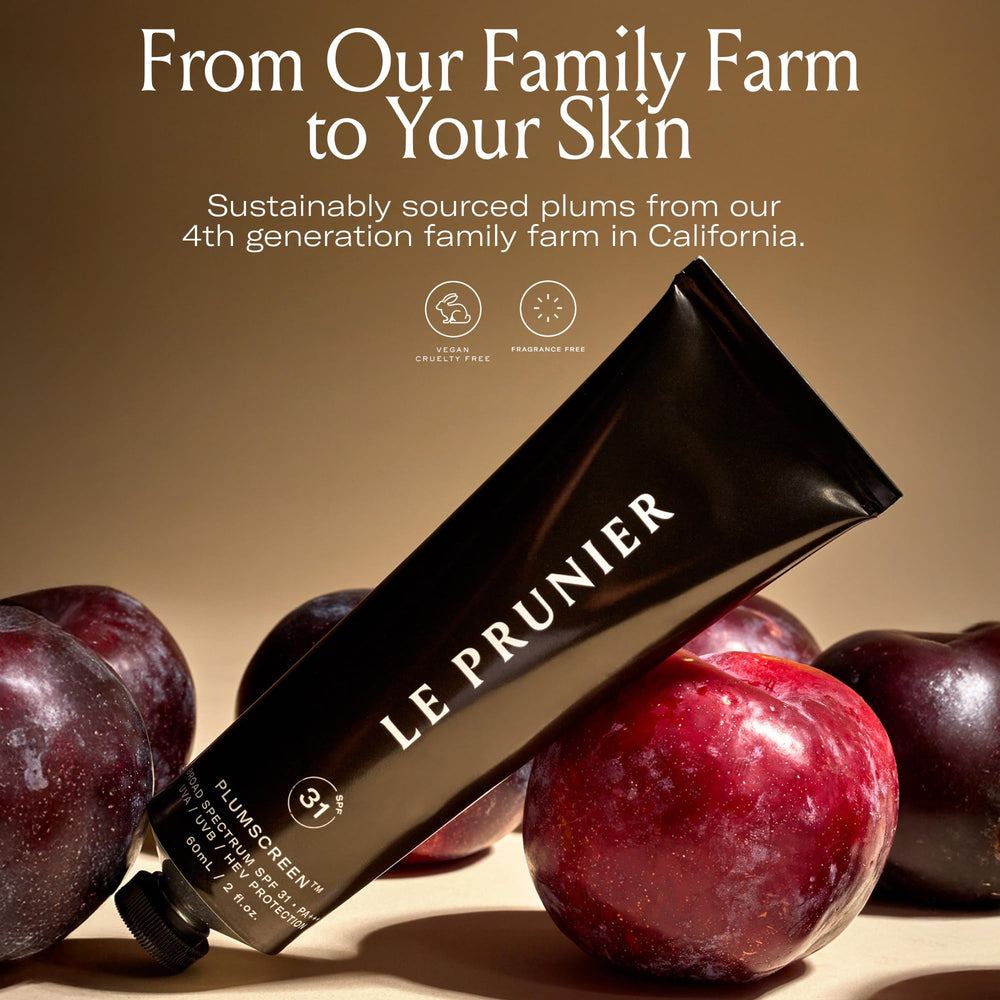 Le Prunier Plumscreen morning application routine guidance illustrates skincare-first sunscreen use.