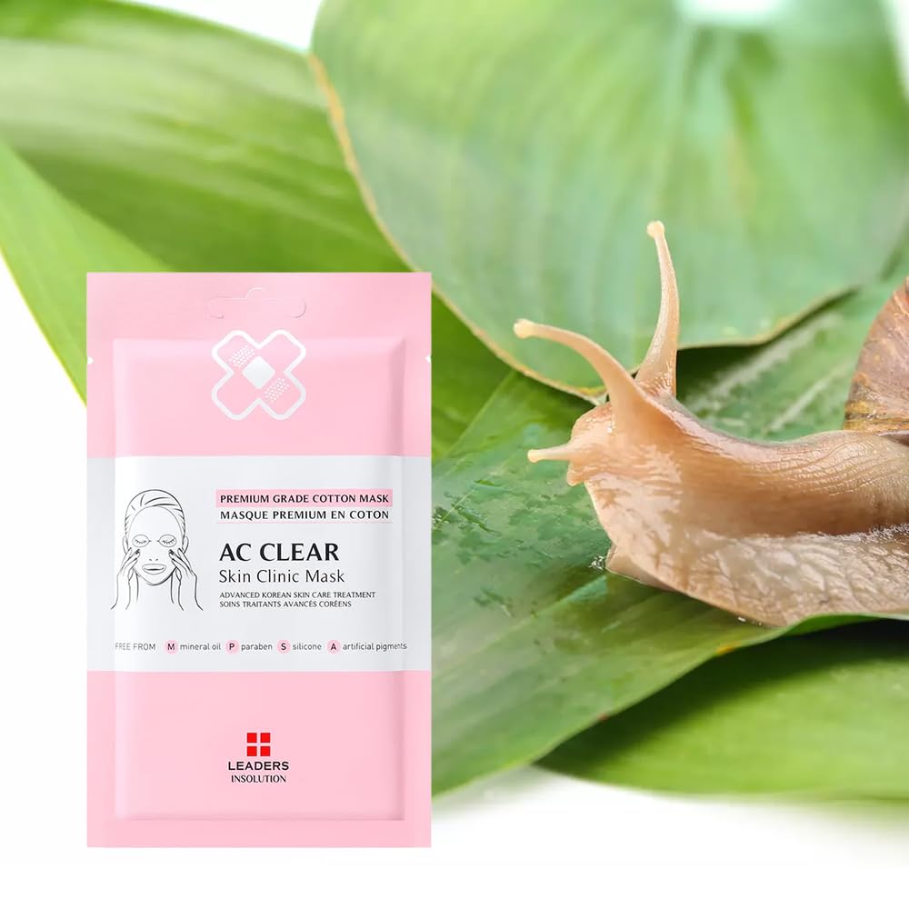 Leaders Insolution AC Clear Skin Clinic Mask applied on face for soothing redness.