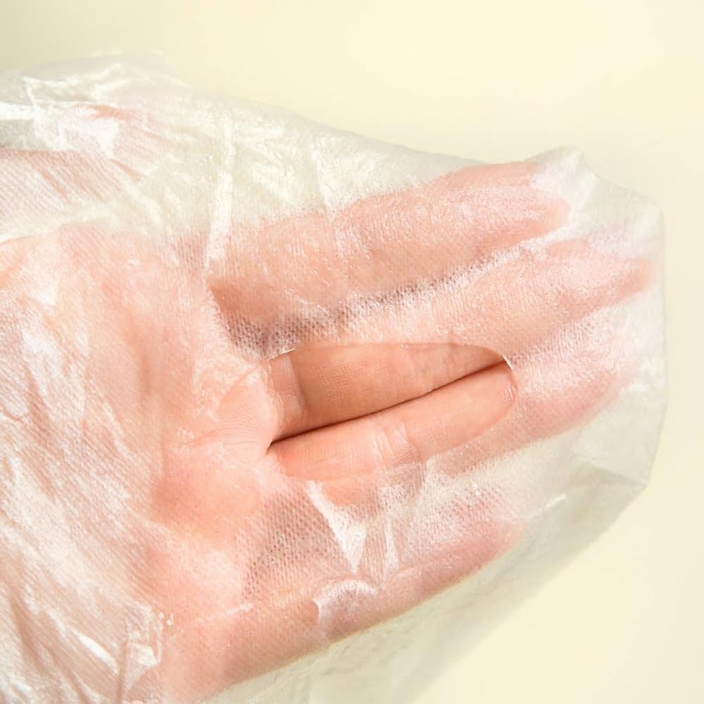 Mask on face demonstrates even coverage for a glow
