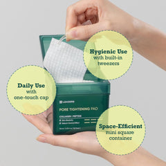LEADERS pad being used on skin demonstrates pore refinement and smoother texture.