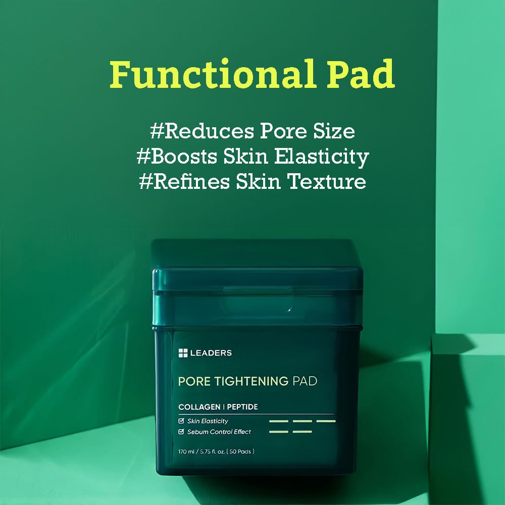 LEADERS Pore Tightening Pad embossed surface enabling gentle exfoliation and absorption.