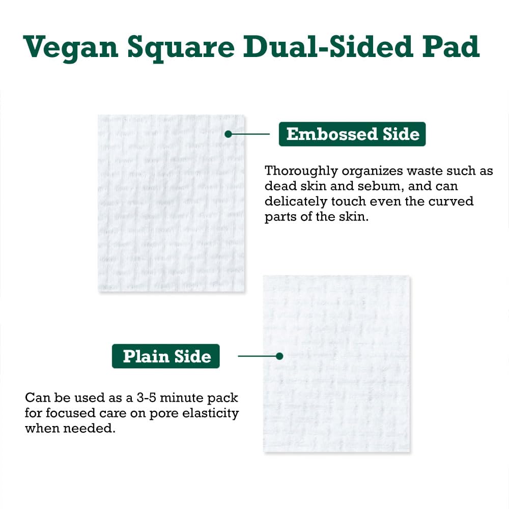 LEADERS pad soaked in vegan solution shows pore tightening and elasticity support.