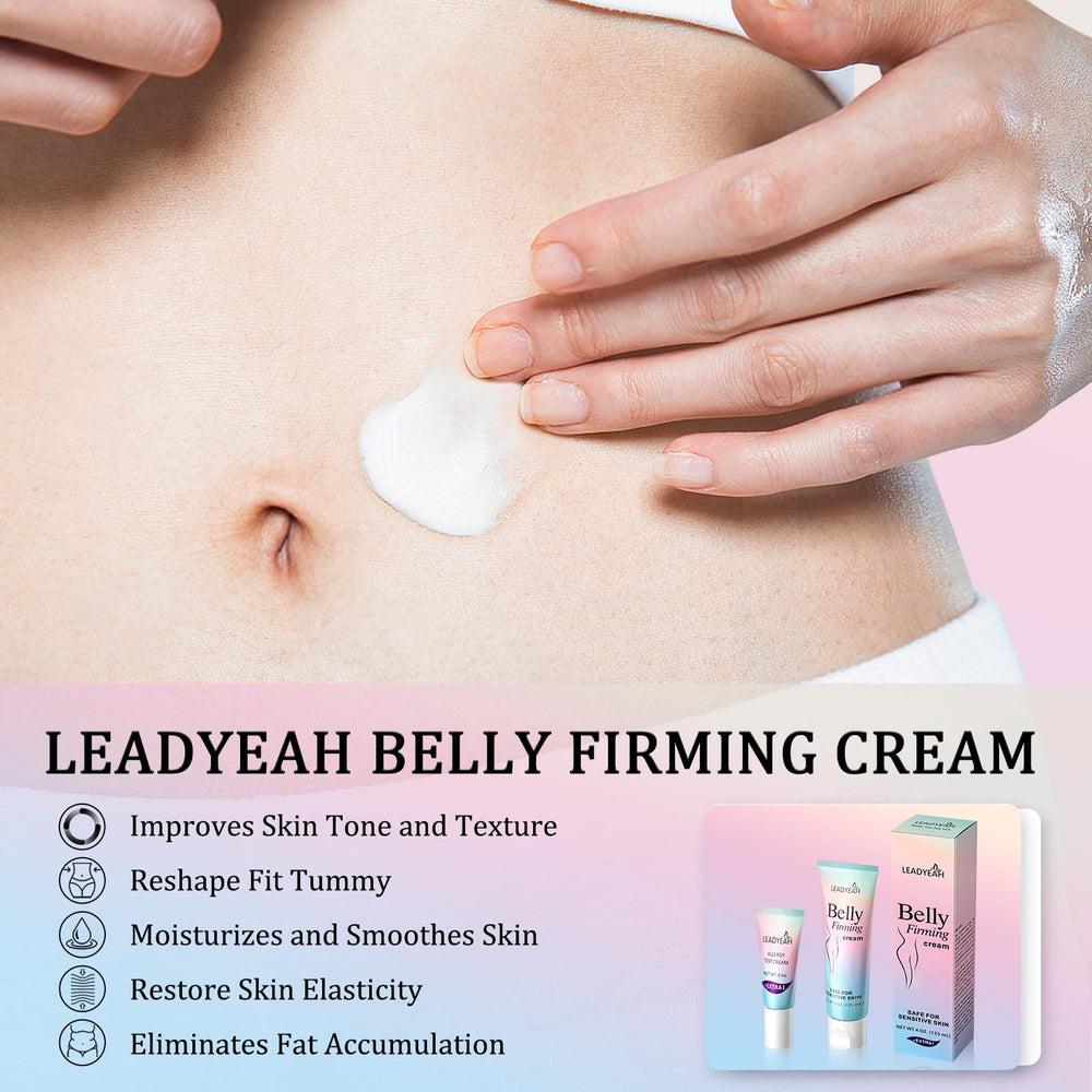 Leadyeah B Flat Belly Firming Cream rich with honey, caffeine, and hyaluronic ingredients.