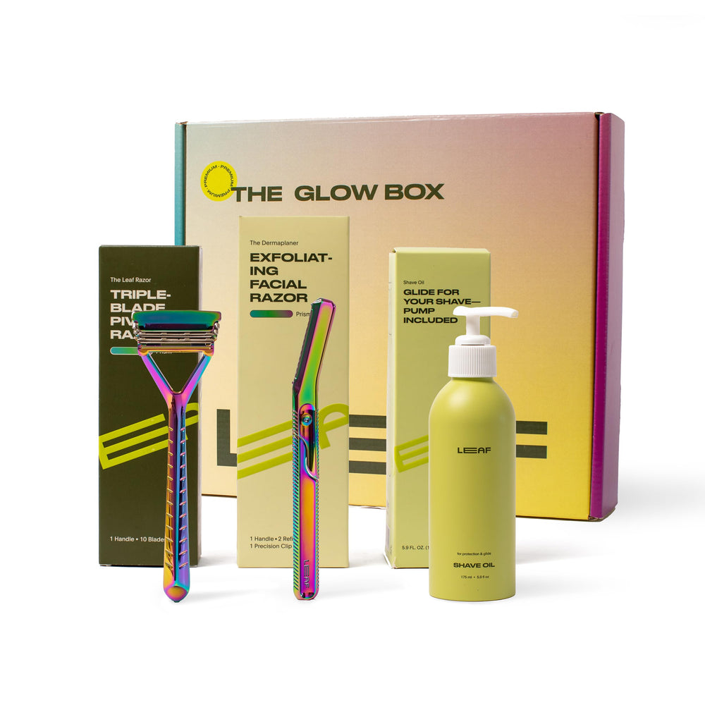 Leaf Shave Glow Box Prism Razor close glide for smooth skin