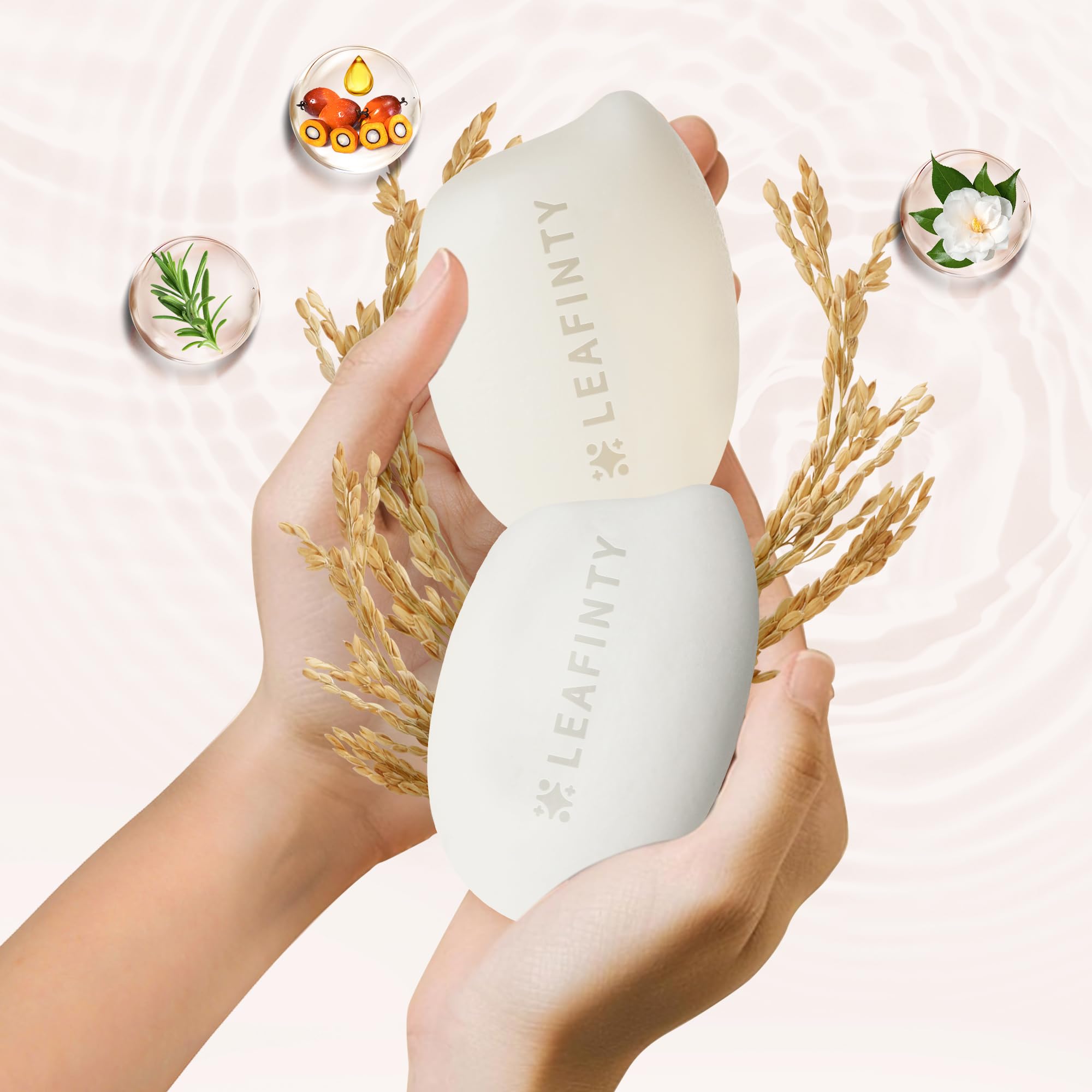 Leafinty rice water bar includes two reusable soap bags