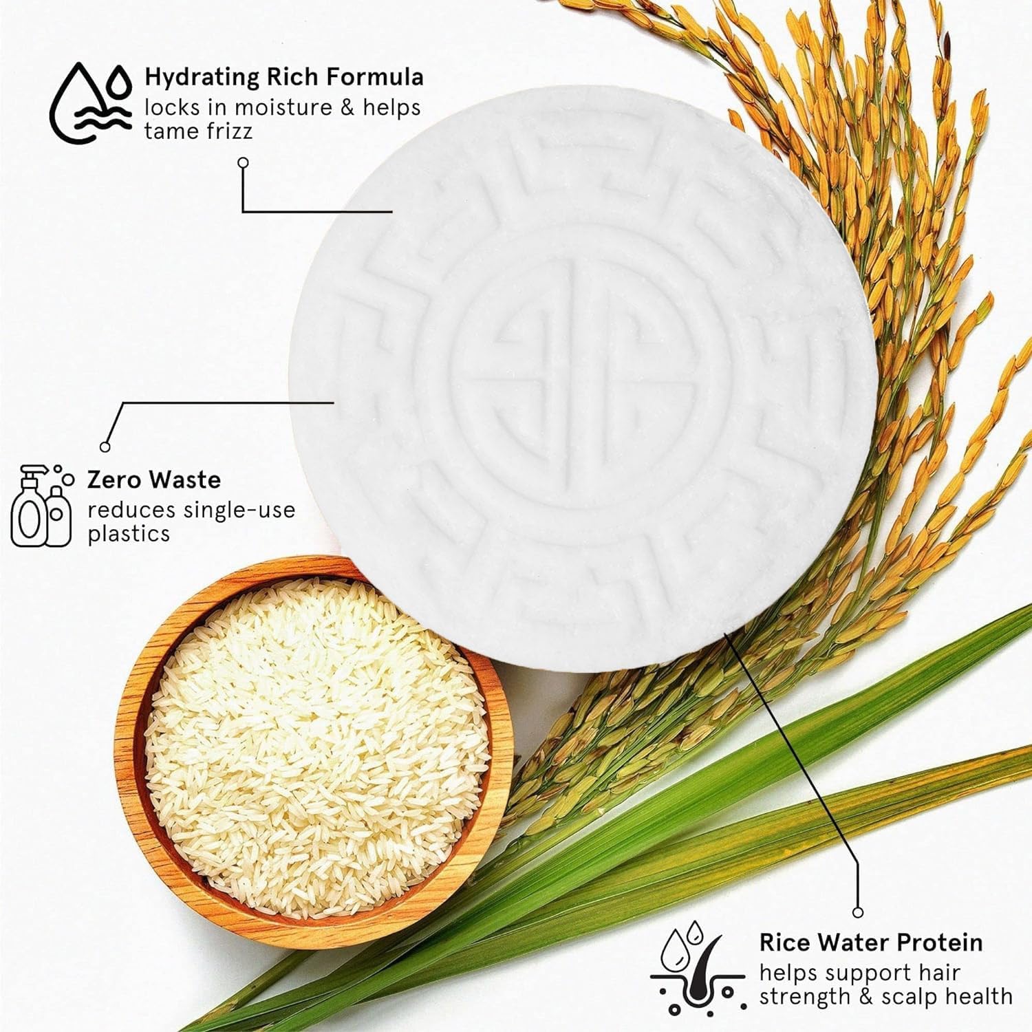 Leafinty Rice Water Shampoo Bar eco box highlights zero-waste packaging.