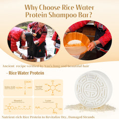 Leafinty Rice Water Shampoo Bar ingredients label highlights hydrolyzed rice protein benefits.