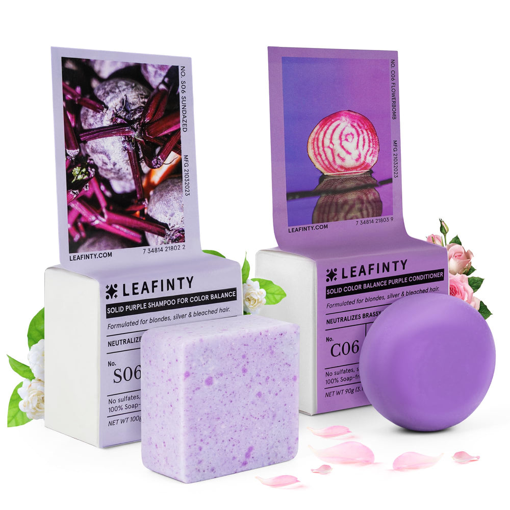 Leafinty shampoo bar for blonde tones neutralizes brassiness and adds brightness.