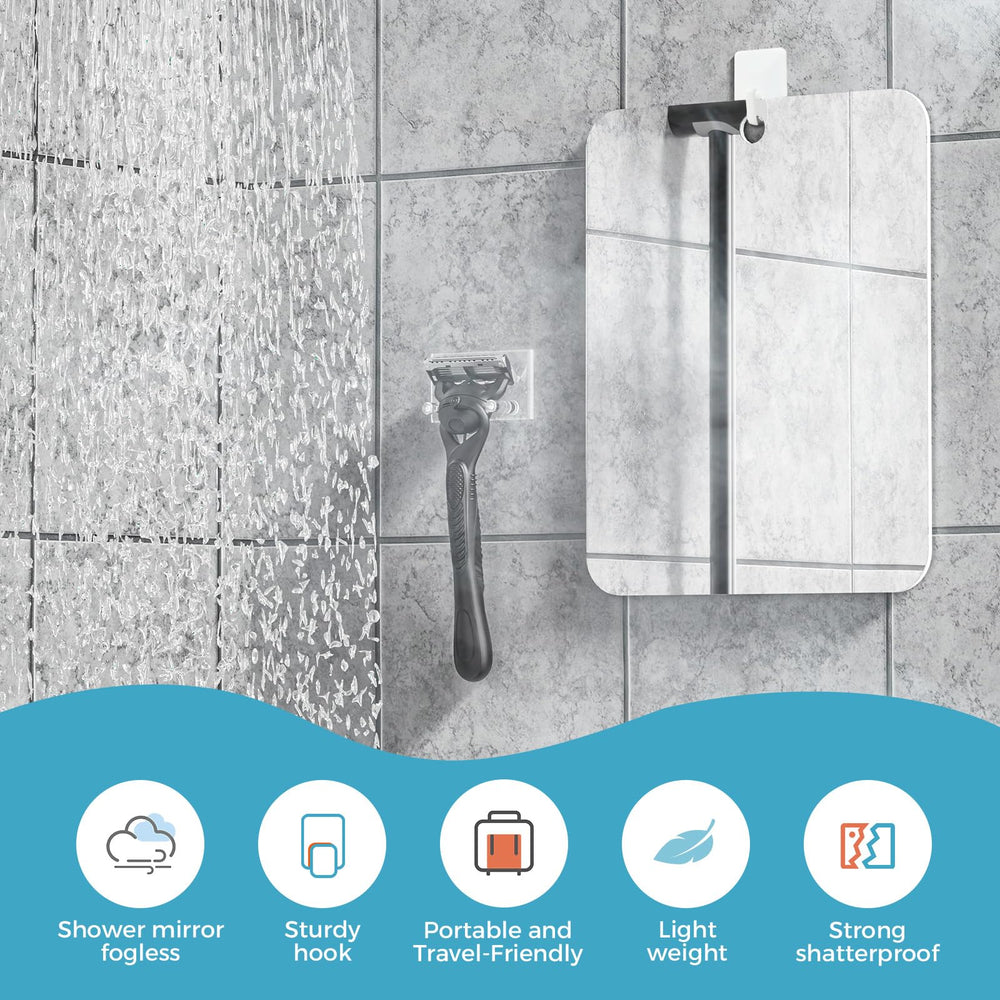LeaOcaao shower mirror measures 6.7 by 5.5 inches for precise grooming