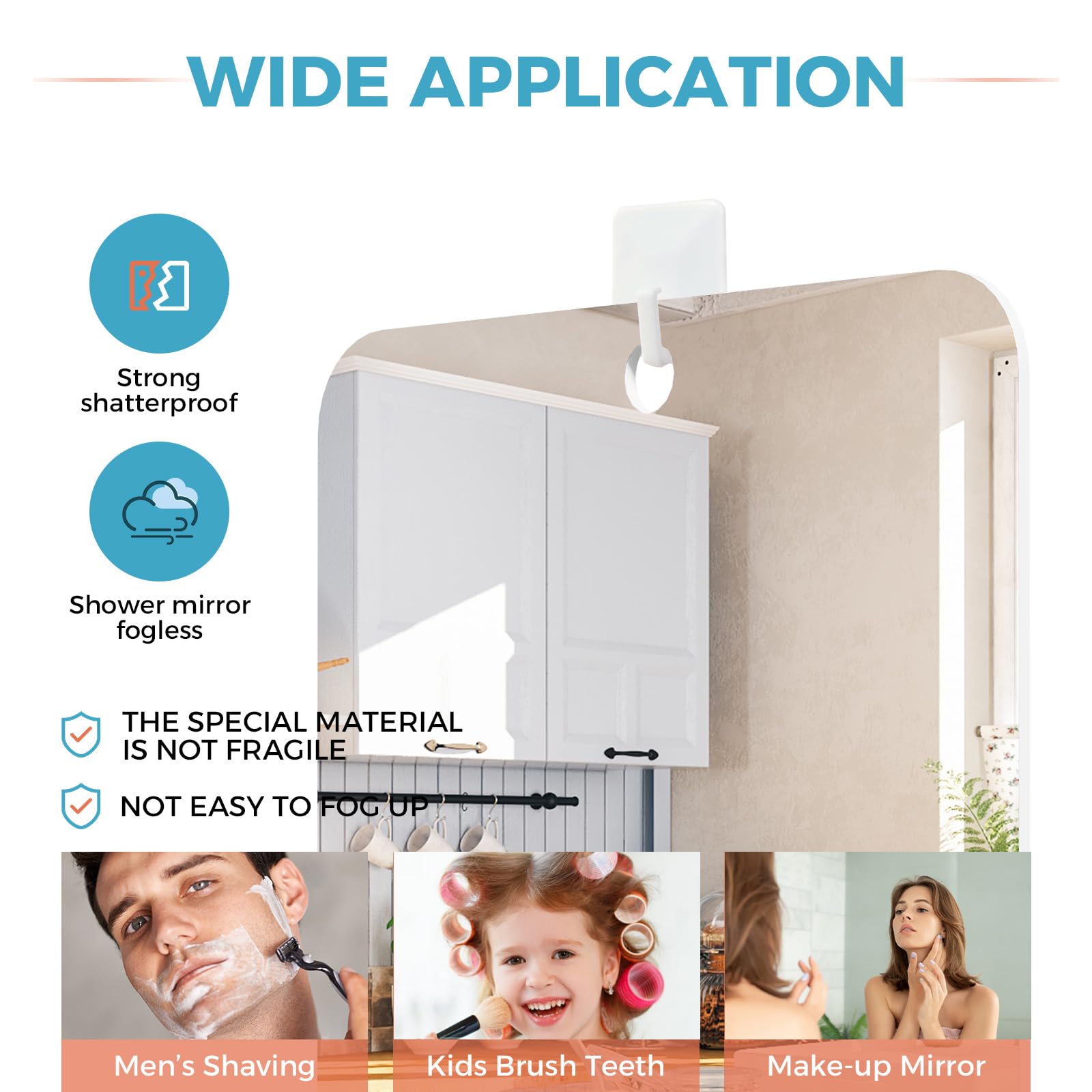 LeaOcaao mirror is shatterproof and durable in moisture-rich bathrooms