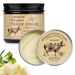 Lecncix beef tallow face moisturizer in a jar for daily hydration.