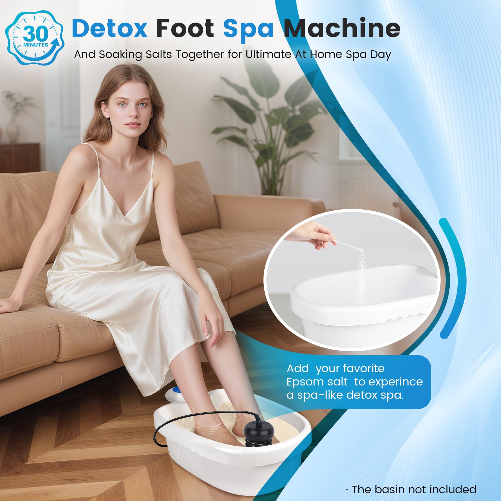 LeCaung foot detox setup in use, plug-and-play ready.