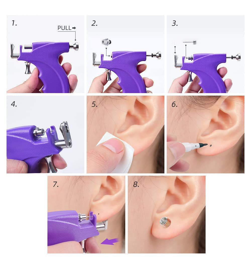 LECIEL gun stud earrings pack for versatile piercing options
