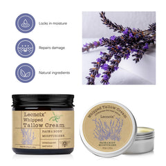 Lecncix beef tallow balm texture closeup highlighting quick absorption.
