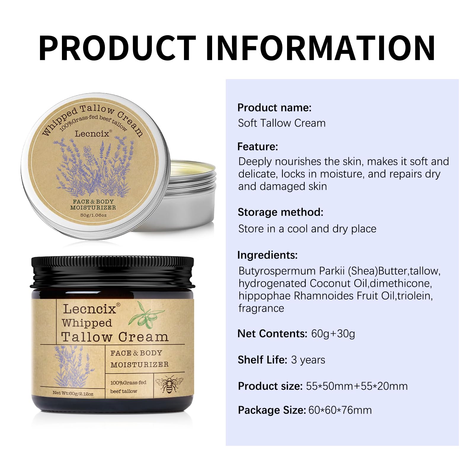 Lecncix daily skincare routine with tallow for a supple feel.