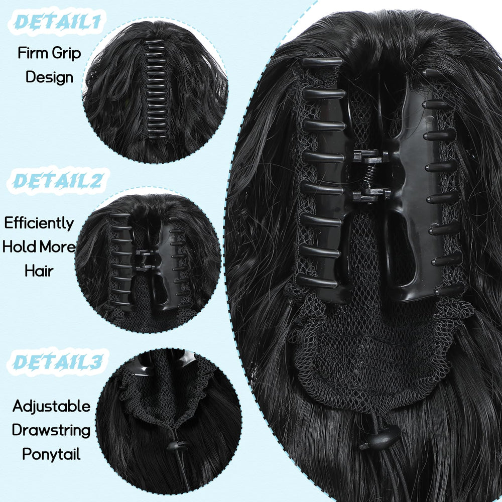 LEDIZE curly-wavy fiber ponytail texture resembling natural hair.