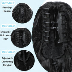 LEDIZE curly-wavy fiber ponytail texture resembling natural hair.