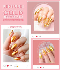 LEDSUEI holographic aurora iridescence nail powder creates shifting color effects.
