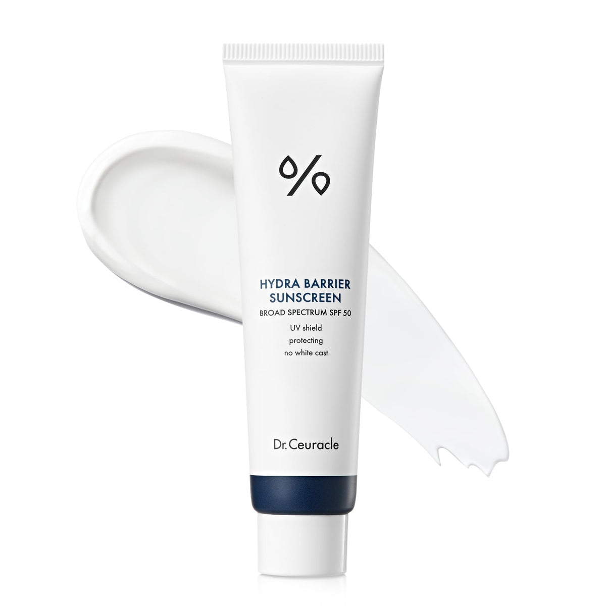 Leegeehaam Dr.Ceuracle Hydra Barrier sunscreen bottle provides broad SPF 50 and dewy glow.