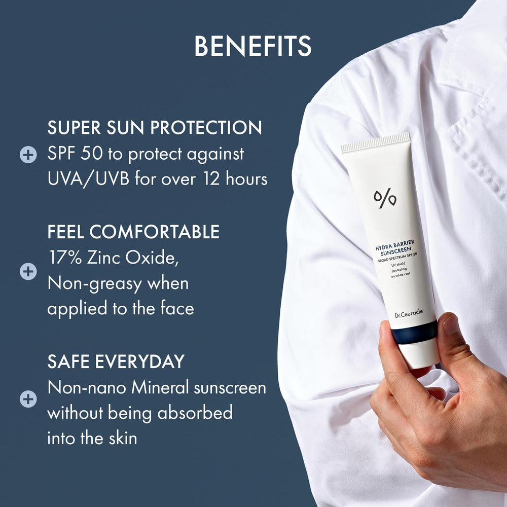 Hyaluronic acid boost emphasizes gentle hydration under sun protection.