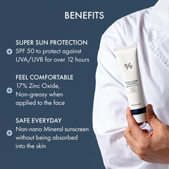 Hyaluronic acid boost emphasizes gentle hydration under sun protection.