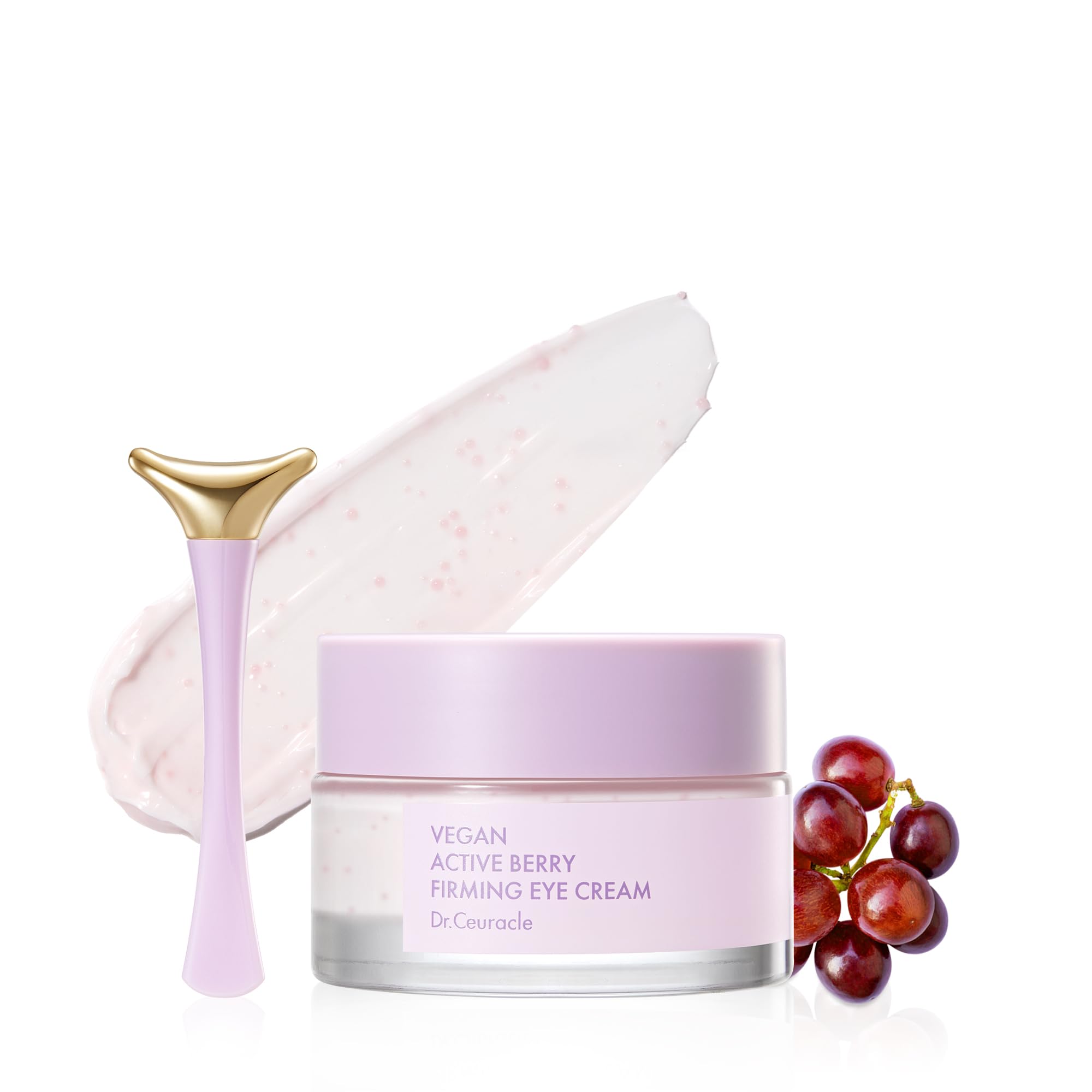 Leegeehaam Dr.Ceuracle vegan active berry eye cream with applicator for cooling, hydrating care.