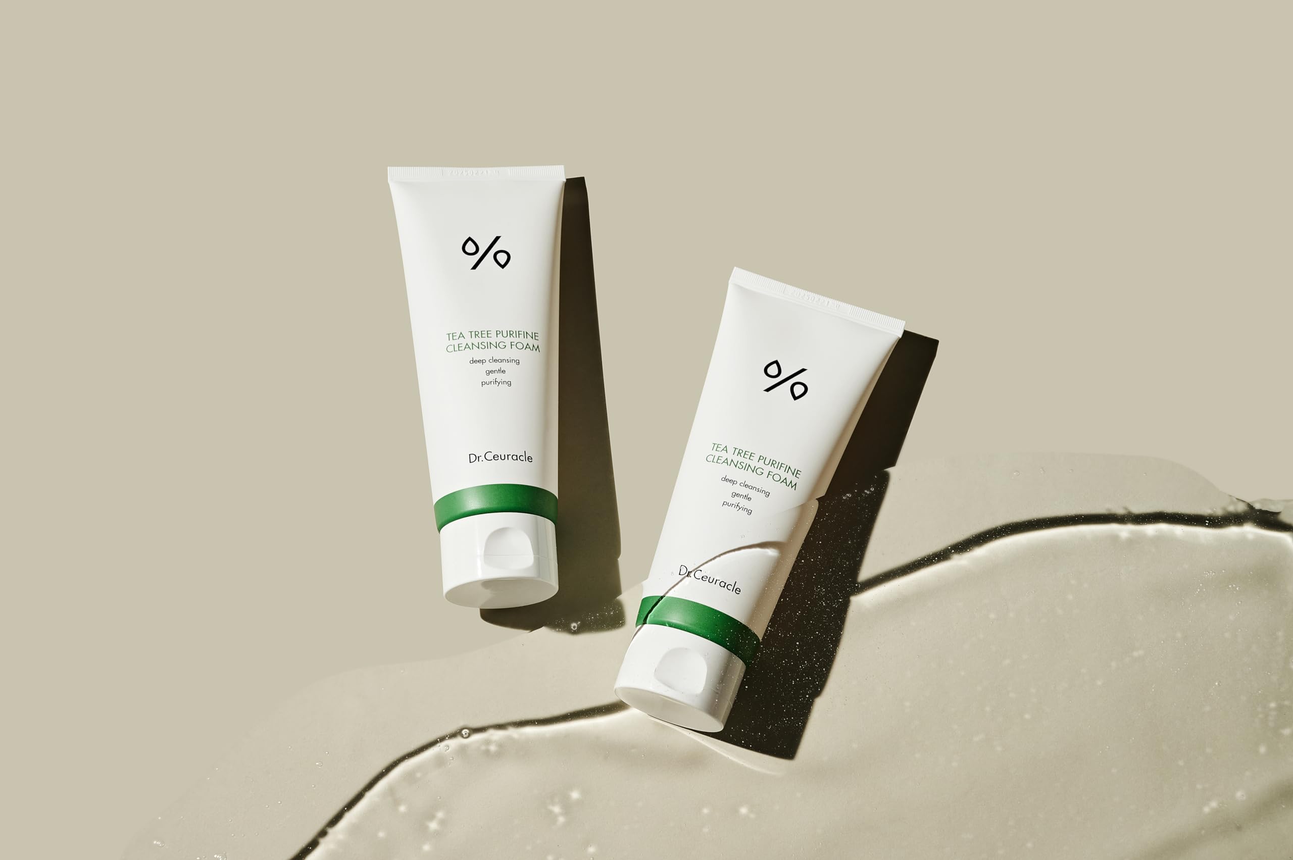 Leegeehaam Tea Tree Purifine Cleansing Foam packaging box captures brand-led, clean skincare approach.
