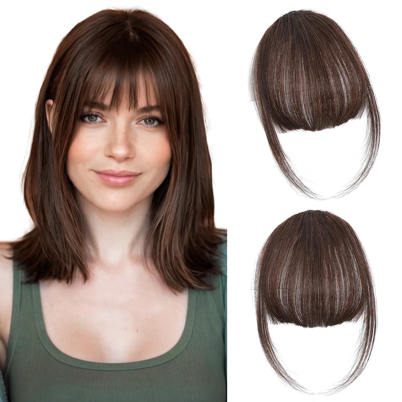 Leelebamo clip-in bangs French style offers fuller forehead coverage