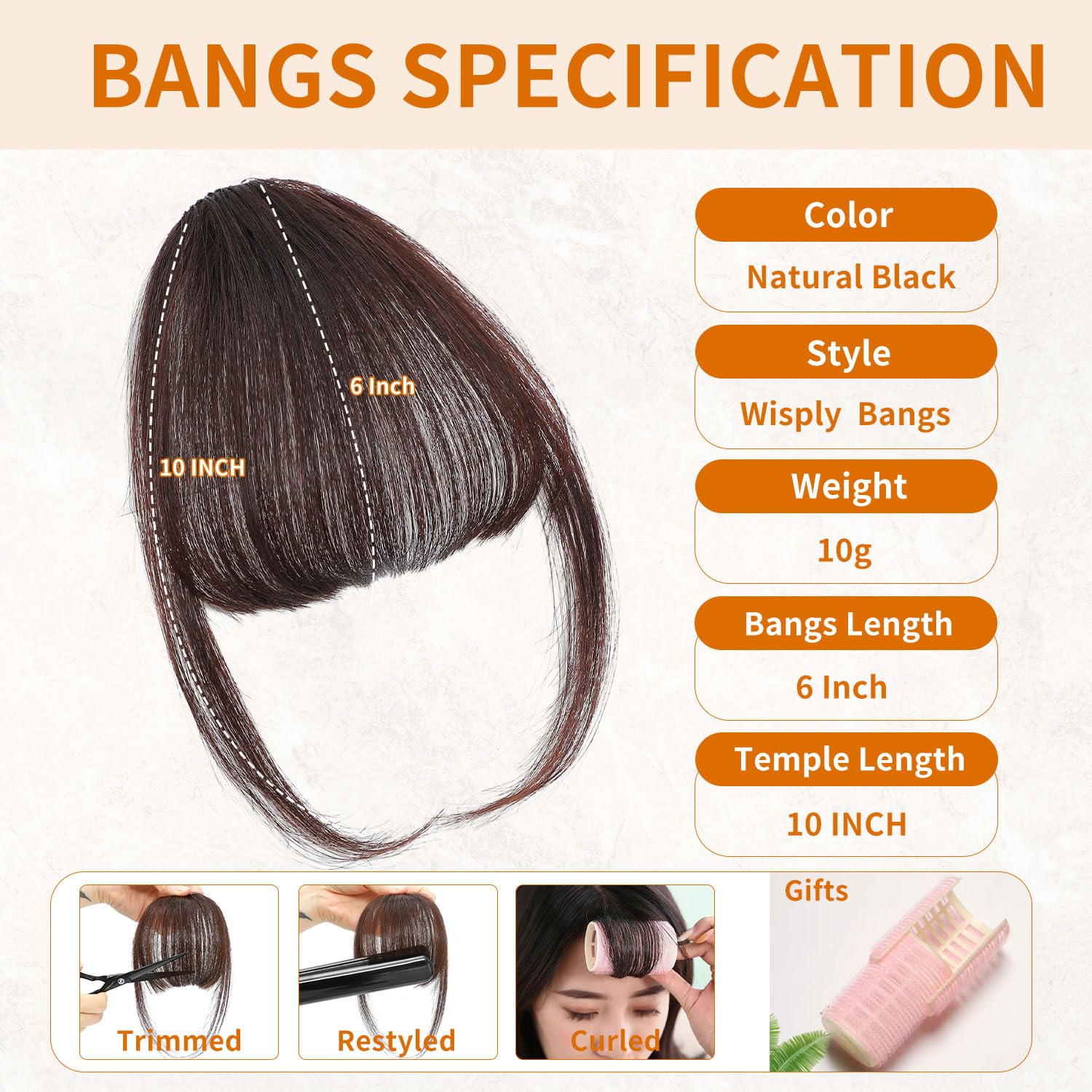 Leelebamo wispy bangs with temples add delicate face framing and lift.