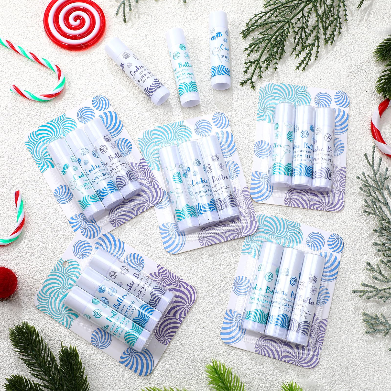 Leelosp candy-shaped lip balms close-up, playful textures for daily lip care