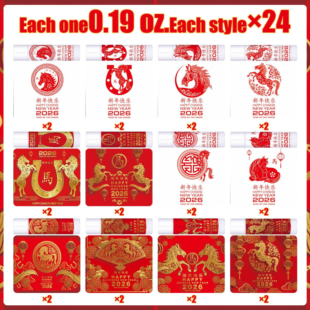Leelosp horse-pattern lip balm highlighting Year of the Horse design for celebrations.