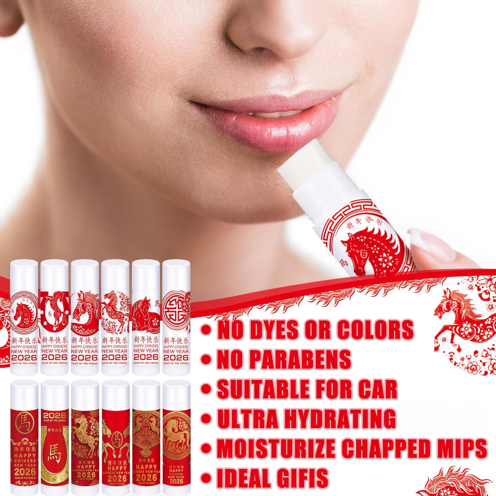 Leelosp Spring Festival lip balm with compact design, perfect for party favors.
