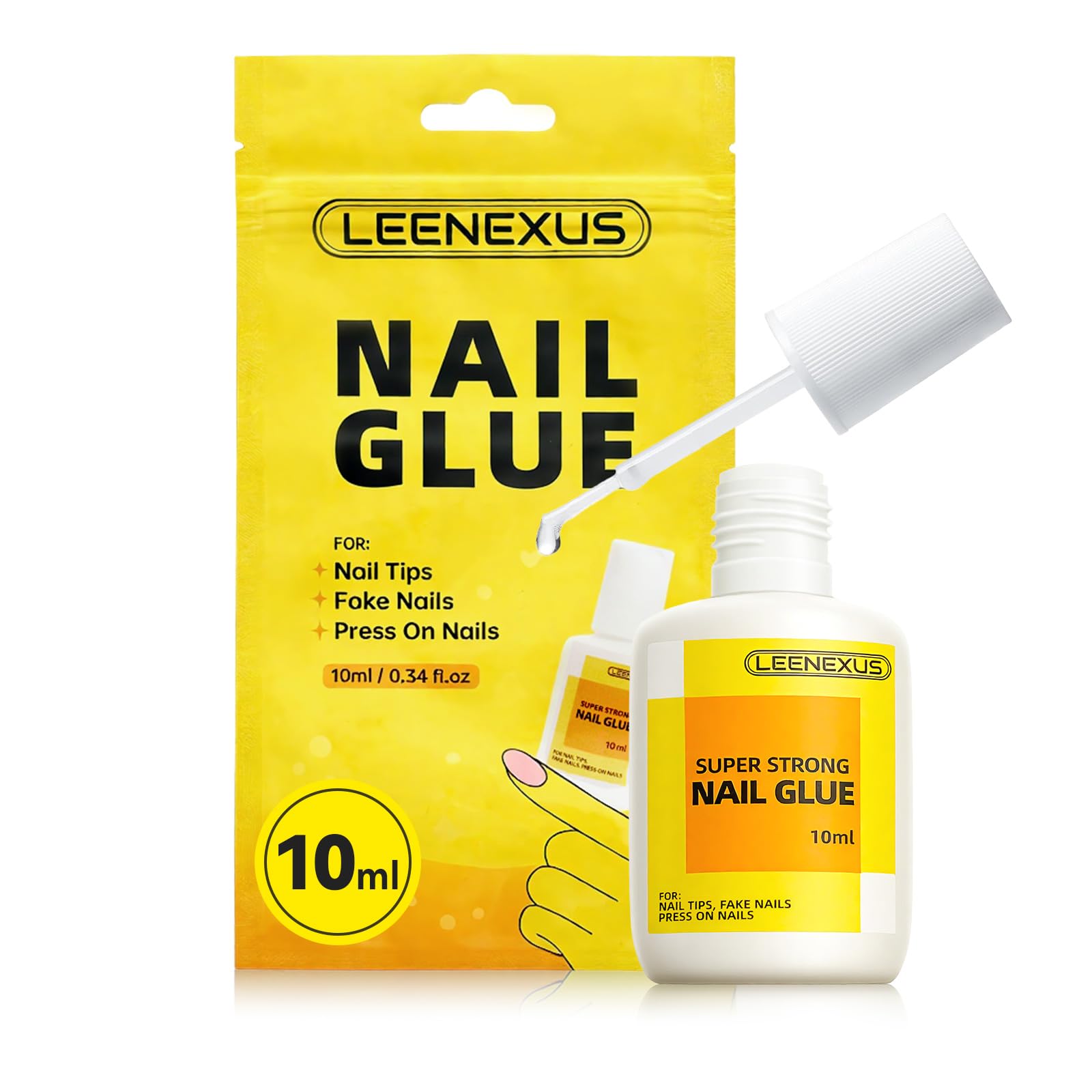 LEENEXUS nail glue bottle showing durable wear and precision brush