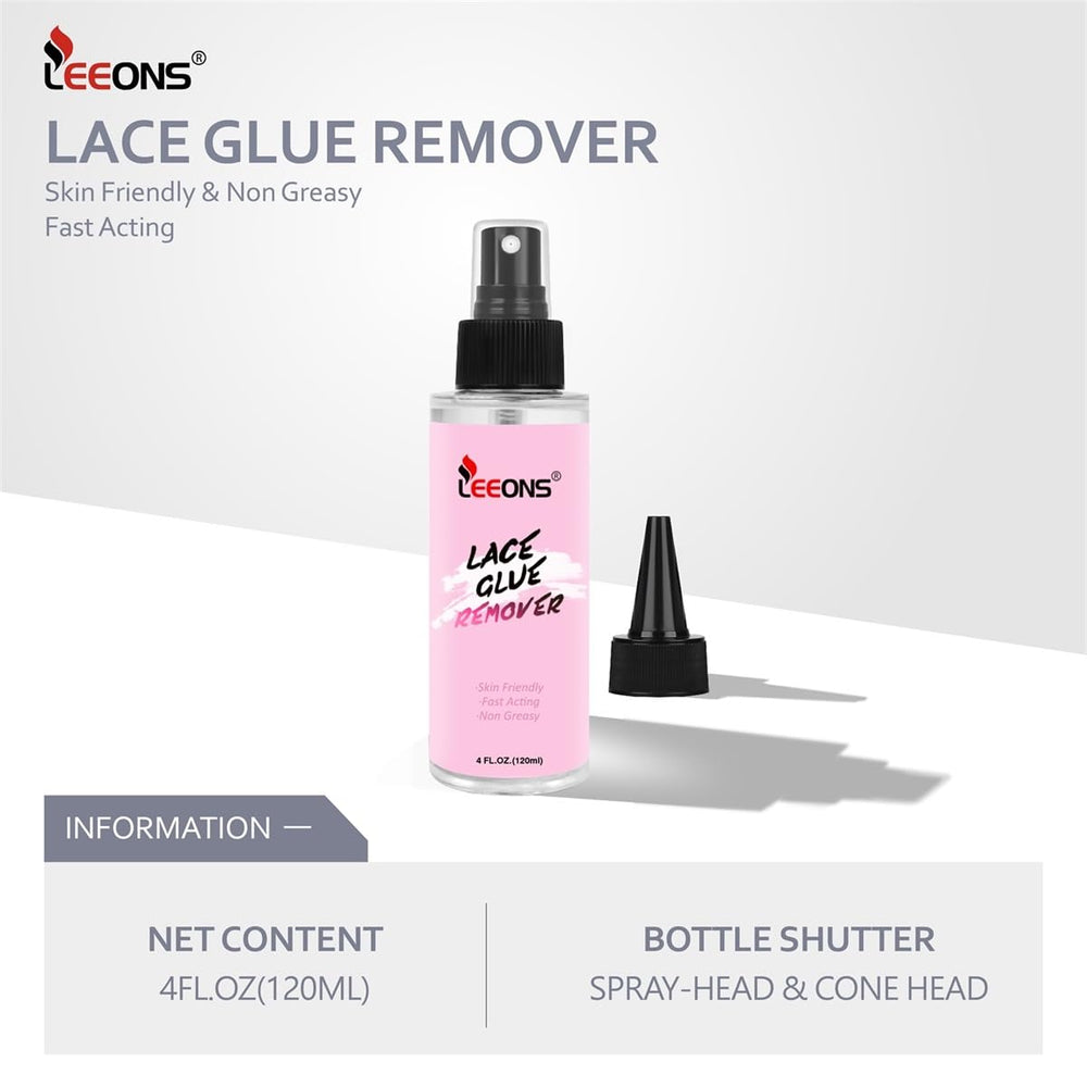 LEEONS adhesive tape remover clears bonds without damaging hair.