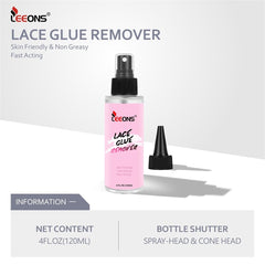 LEEONS adhesive tape remover clears bonds without damaging hair.