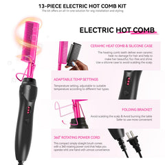 LEEONS ceramic hot comb teeth provide frizz-free shine during wig styling